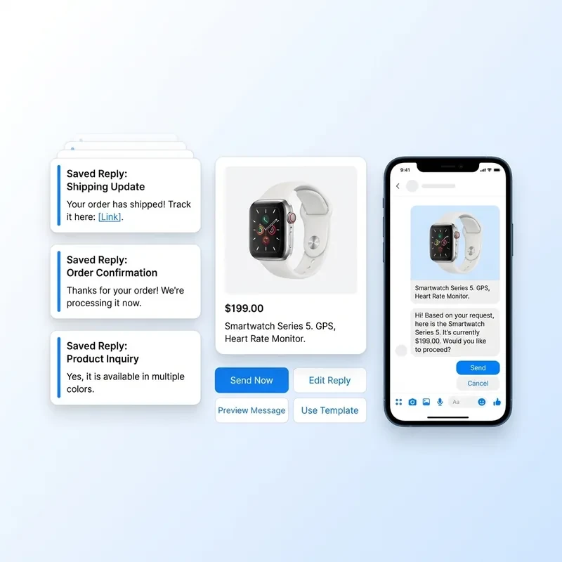Canned Responses with Product Cards on Instagram Mobile App - ChatMaxima