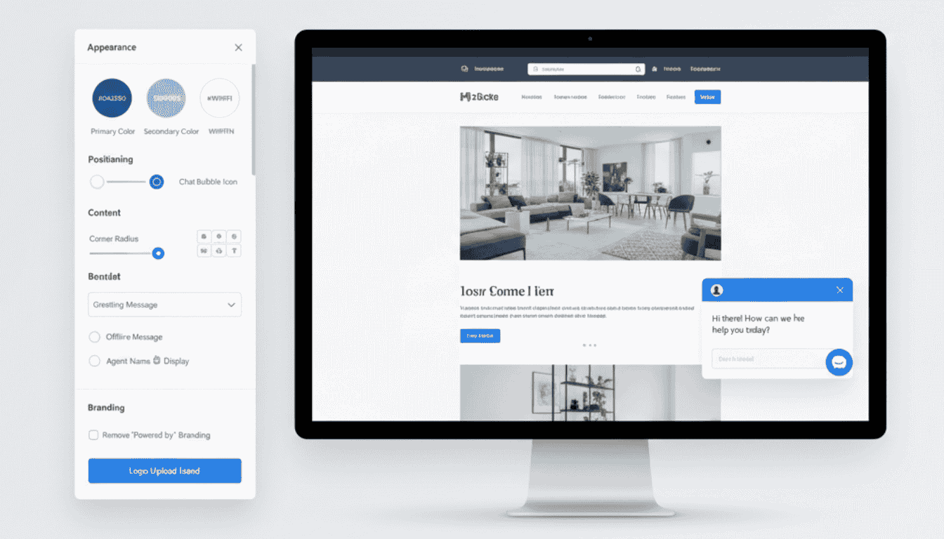 Visual live chat widget builder interface