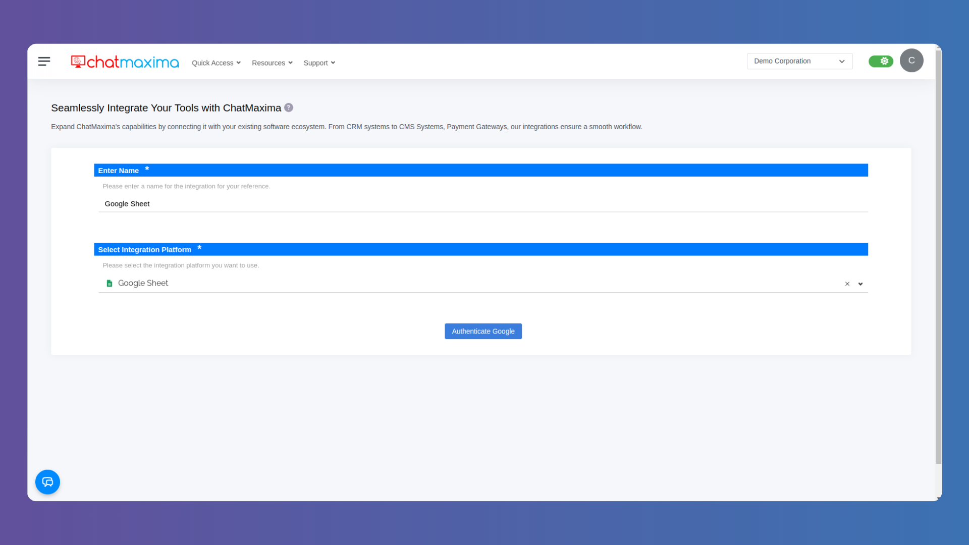 Step 3 Google Sheet Integration
