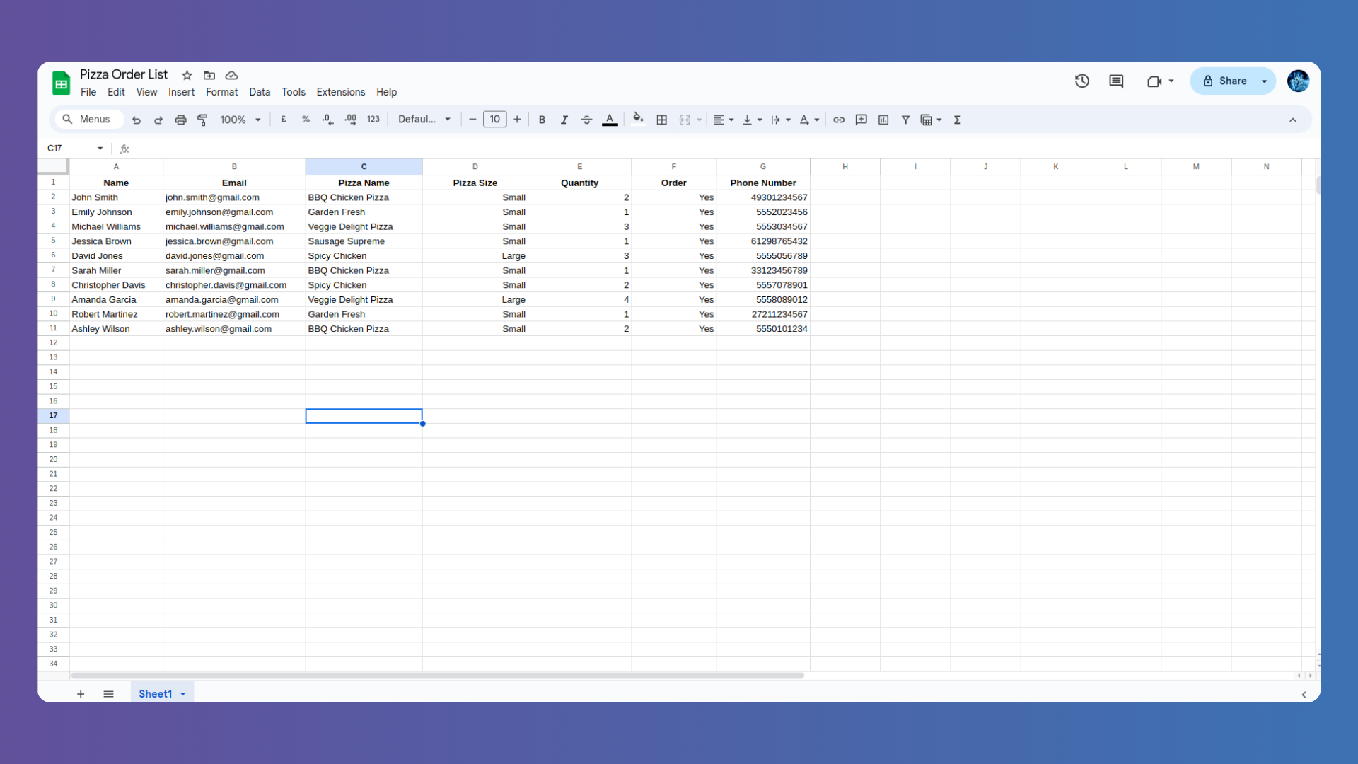 Step 6 Google Sheet Integration
