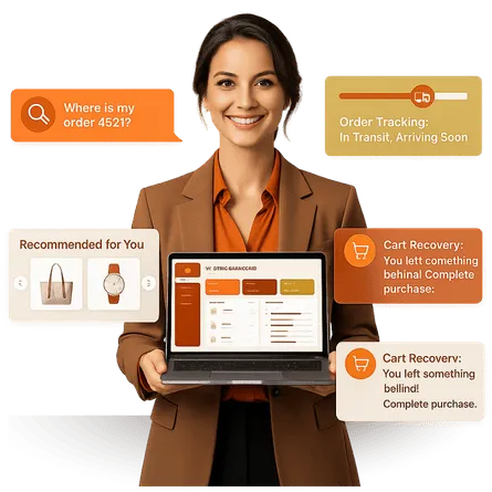 E-commerce chatbot templates for product discovery, cart recovery, and order tracking