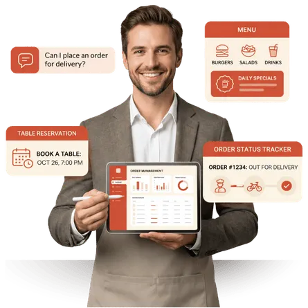 Food and beverage chatbot templates for menu ordering, reservations, and delivery tracking