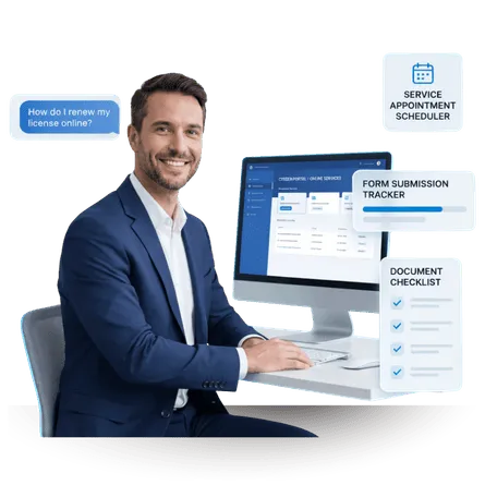 Government chatbot templates for citizen inquiries, permit tracking, and emergency alerts